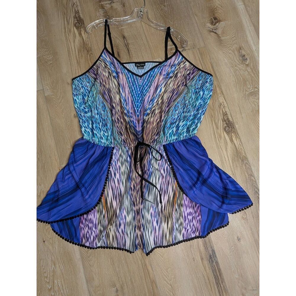 City Chic Playsuit Romper Colorful Leopard Cheetah Women's Plus 20 2XL